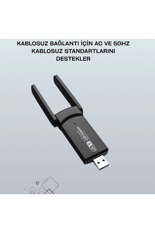 Ac1200 Usb Wifi Adaptör 1200 Mbps Dual Band 2.4ghz 5ghz Kablosuz Ağ Alıcısı
