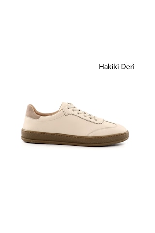 Gönderi R Kadın Bej Bağcıklı Hakiki Deri Sneaker Ddza83742881 Bej