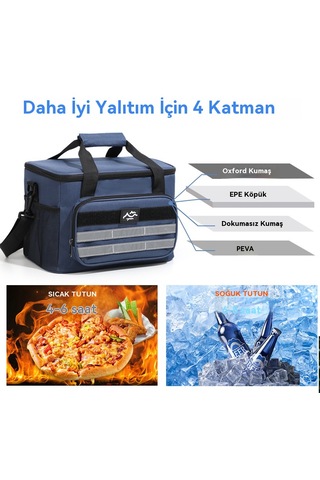 Büyük Kapasiteli Taze Tutma Piknik Sıcak Çantası-lacivert