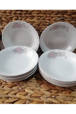 Porland Porselen Rüya 19 Cm Büyük 12 Adet Çukur Yemek Tabak