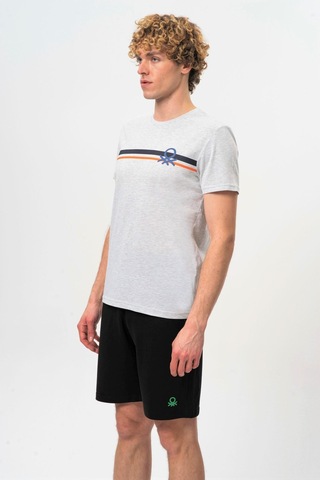 Benetton Bnt-m20478-23y Erkek T-shirt BNT-M20478-R0593 Gri Melanj