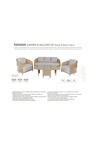 Fanizan Bahçe Ve Balkon Takımı 3+1+1 Gri
