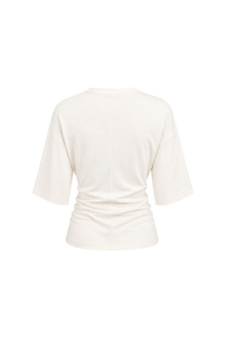 Mixray 2102 Kadın Modal Büzgü Detaylı Dökümlü Soft T-shirt Beyaz