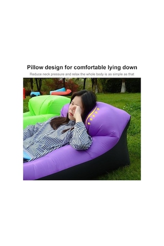 Prestigegoods Renk Engelleyen Yastık Stili 210t Yırtılmaz Ekose Kumaş Şişme Kanepe Açık Hava Taşınabil Tulumu Plaj Şişme Yatağı 47242861 Mor - Siyah 240x55cm Mor - Siyah