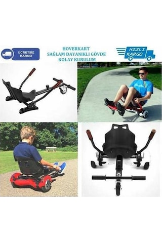 Hoverkart Elektrikli Kaykay Koltuk Smart Scooter Hovercard Aparat Siyah