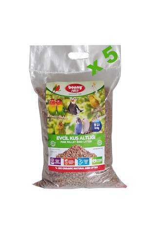 Bonny Nice Kanarya Muhabbet Papağan Kuş Kumu Kafes Altlığı 9 l X5