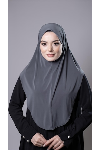 Antrasit Pratik Hazır Geçmeli Tesettür Eşarp Sandy Kumaş Düz Hijab 2308 25