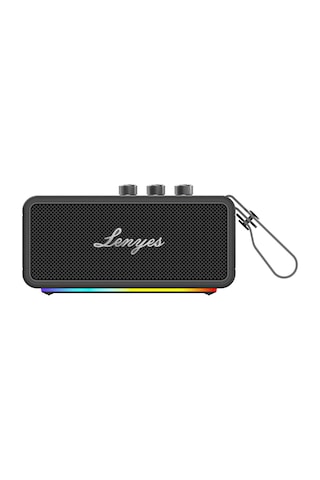 Lenyes S876 Supreme Serisi Rgb Işıklı Taşınabilir Su Geçirmez Tws Bluetooth Hoparlör V5.3 45w Siyah