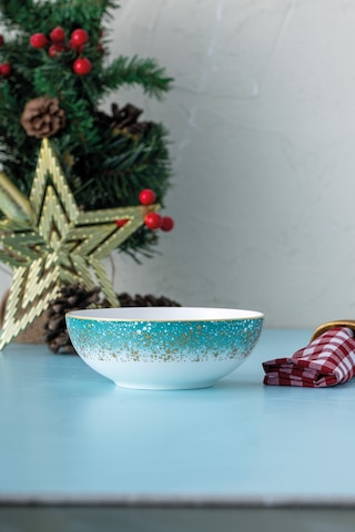 İstanbul Porselen Starligt Fine Bone New Year Yılbaşı Kase 14 Cm Mavi
