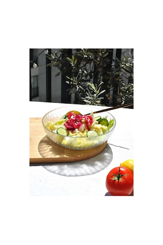 1 Adet Cam Şeffaf 20 Cm Salata Kasesi Orta Boy Salata Tabağı Kase 20 Cm