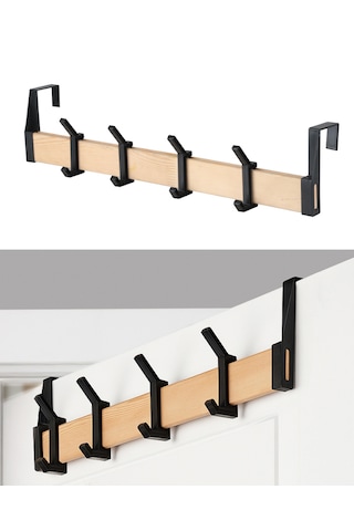 Nwood N-as 01 Masif Ahşap Organik Kapı Arkası Elbise Askısı Ahşap