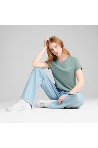 Puma Kadın Ess Scrıpt Antrenman Tişörtü 684982 30 Yeşil