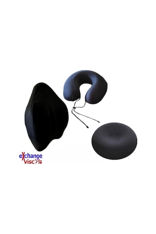 Viscoli Yastık Oturma Simidi + Boyunlu Bel Yastığı + Boyun Seyahat Yastığı