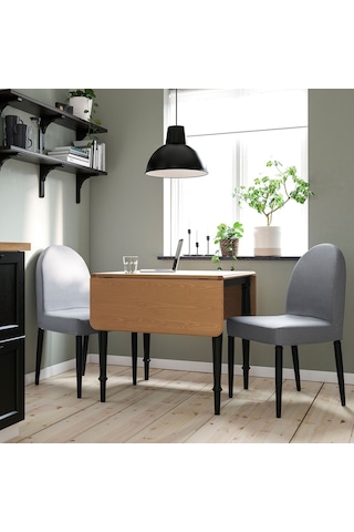 Mutfak Masası Takımı, Çam Kaplama-siyah-vissle Gri, 2 Sandalyeli, Katlanabilir Gri