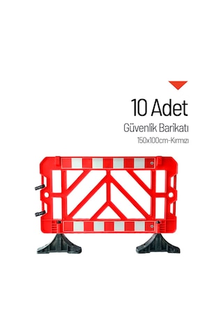 10'lu Güvenlik Barikatı Seti Kırmızı 150x100cm-3652