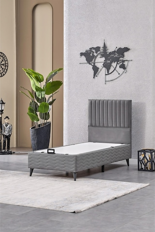 Evdemo Ezgi Tek Kişilik Baza Başlık Set Gri 90 190 90 x 190