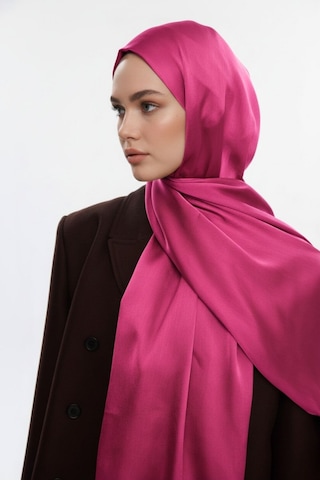 Mizalle & Yaqa Özel Saten Dokulu Pembe Şal Pembe