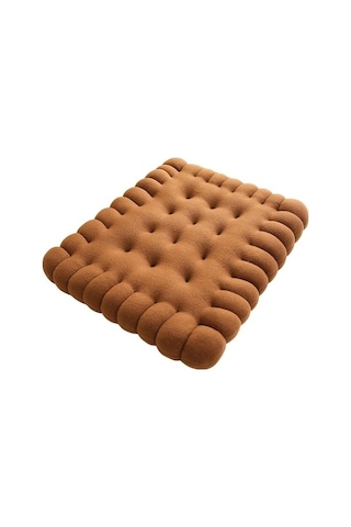 Flybuy Yastık Suntek Kare Dekoratif Koyu Kahverengi Bosphorusboutique Altın Bisküvi Altın