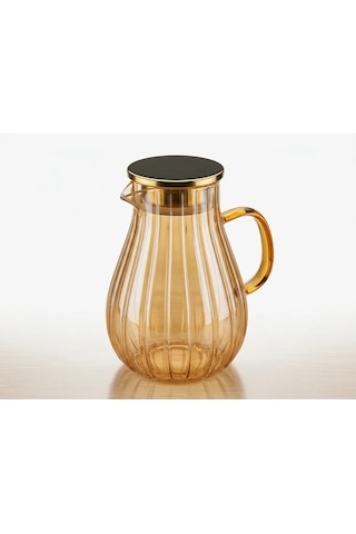 Modern Borosilikat Dilimli Cam Sürahi 1800 Ml Çay, Meyve Detoksu Ve Soğuk İçecekler İçin
