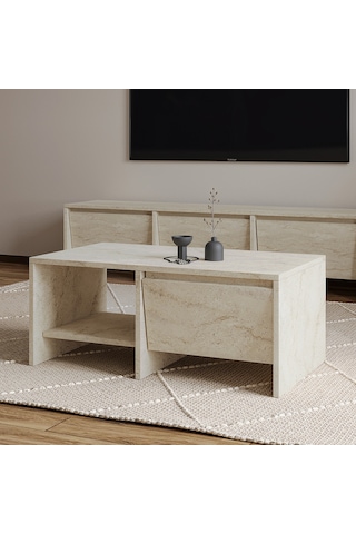 Laris Kapaklı Orta Sehpa 90 Cm Modern Tasarım Traverten