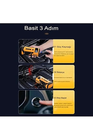 8000 Mah Taşnabilir Dijital Ekranlı Araç Akü Takviyeli,powerbank,ışıklı Oto Hava Kompresörü