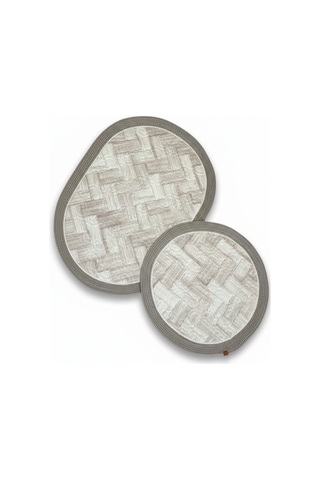 Melena Carpet Premium Kaymaz Taban Banyo Paspası Jüt Kenar Detaylı Oval Yuvarlak Set 100x60-60x60 Beyaz