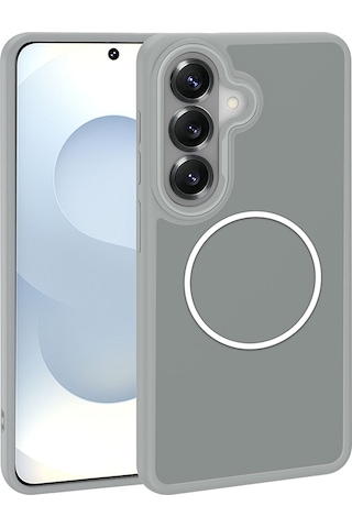 Ardemix Samsung Uyumlu Galaxy S26 Plus Kılıf M-safe Şarj Özellikli Metal Kamera Çerçeveli Zore Sanremo Silikon Kapak - Gri