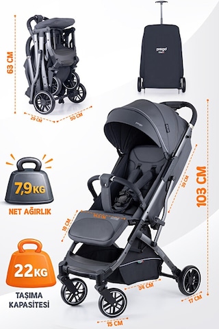 Prego Lotus Pro Kabin Boy Bebek Arabası - Tek Elle Katlanır -hafif -uv Tenteli -yağmurluk-ayak Örtüsü-kılıf