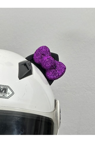 Motor & Motosiklet Mor Fiyonklu Siyah Kedi Kulak Kask Dış Aksesuarı Diğer