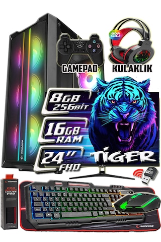 Warbox Tiger Xeon X5650 16 GB 256 GB SSD + 250 GB HDD RX580 8 GB 24" W10P Masaüstü Bilgisayar