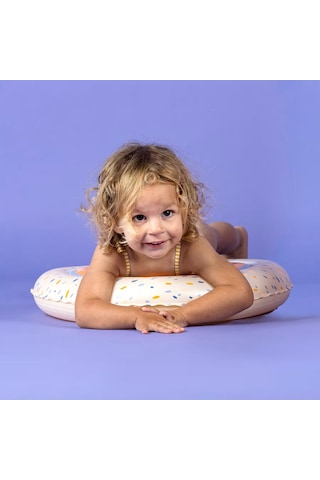 Şişme Yüzme Simidi - 51 Cm - Turuncu Gökkuşağı Baskılı