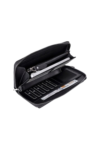 Bloomporter Obsidian Black Hakiki Deri Telefon Bölmeli Cüzdan Siyah