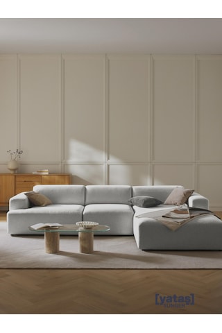 Most Mollista 3 Modül Sağ Köşe Koltuk 32 Gri Keten Kumaş Yumuşak