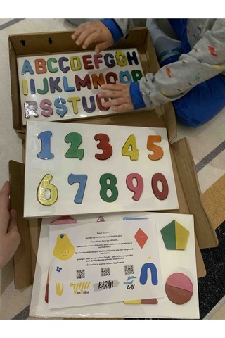 Ahşap Alfabe & Rakamlar & Geometri 3'ü 1 Arada Bultak Eğitici Oyuncak