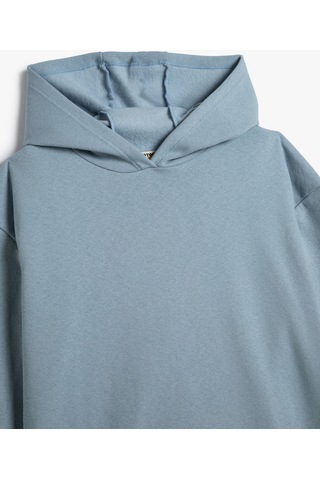 Koton Basic Kapşonlu Sweatshirt Uzun Kollu Pamuk Karışımlı Mavi 4wkg10326ak 4WKG10326AK647 Mavi