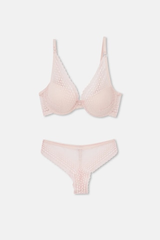 Eros 1120 Gınger Dantel Boş Cup Sütyen Külot Takım Pembe