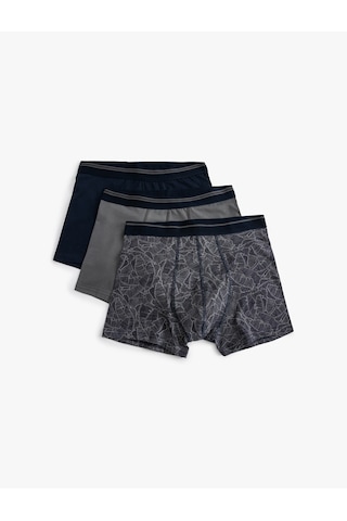 Koton 3'lü Boxer Seti Yaprak Baskılı Çok Renkli Pamuklu Gri 5wlm90020mk Gri