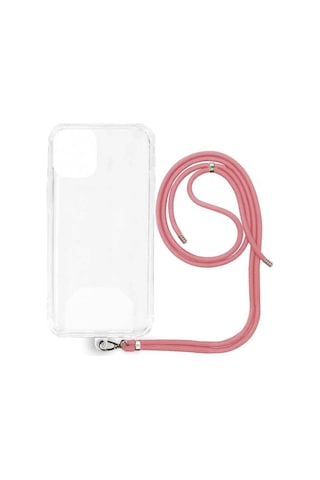 Apple Uyumlu iPhone 16 Plus İp Askılı Şeffaf Silikon Kılıf Pembe