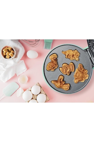 Bestron Kurabiye Ve Waffle Makinesi,yapışmaz Kaplama, 700w, Eğlenceli Dinozor Deseni Mutfak Ekipmanları Yeşil 189437291