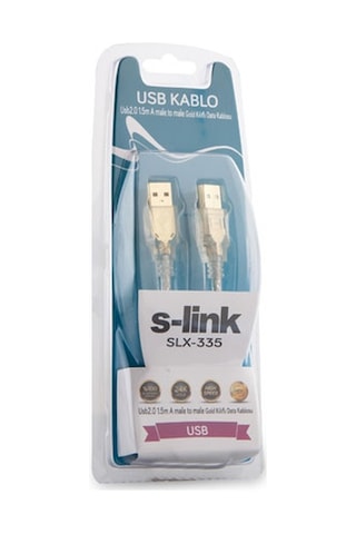 S-Link Slx-335 Usb2.0 1.5M Am To Am Şeffaf Kablo