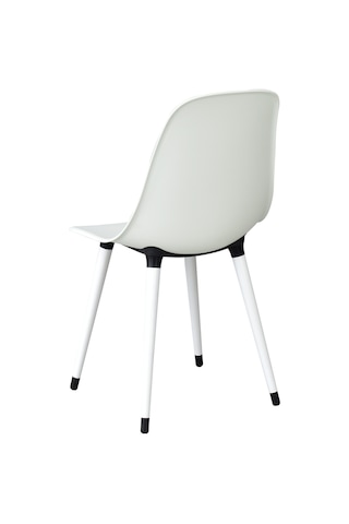 Vilinze Eames Beyaz Ahşap Ayak Plastik Beyaz Sandalye