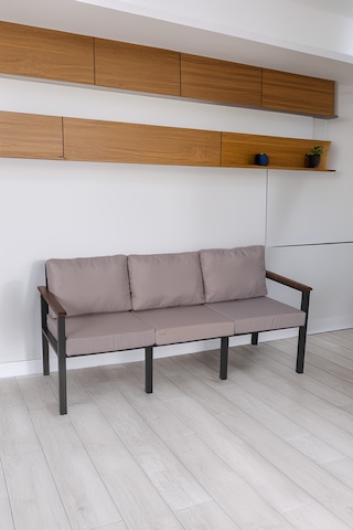 Neokas Bahce Mobilyası, Modern Balkon Mobilyası, Kafe Oturma Takımı, Teras Koltugu, 1 Üçlü Koltuk Gri