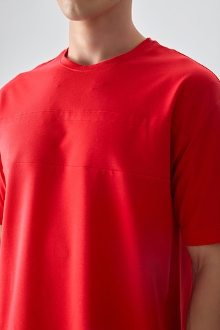 Air Jones Tommy Life Fiesta Pamuklu Kalın Yumuşak Dokulu Oversize Fit Basic Erkek T-shirt - 88378 Kirmizi