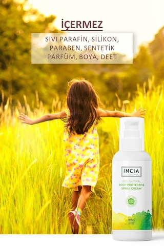INCIA %100 Doğal Koruyucu Vücut Losyonu Sprey Yenidoğan Bebek Çocuk İçin Limon Okaliptus Vegan 100 ml