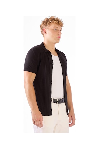 Dufy Erkek Slim Fit Polo Yaka Siyah Triko-25570