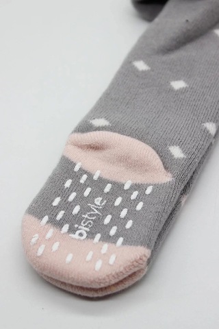 Tekli Puan Kaymaz Havlu Külotlu Çorap Gri Çok Renkli