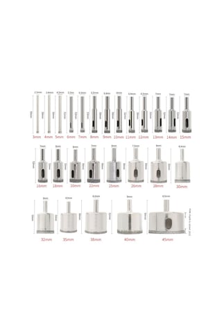 Shineyee 16 Parça Elmaslı Matkap Ucu Seti 6-50mm : Mermer, Seramik, Cam Delme Ve Boncuk Yuvarlama Aracı - Tam Dolu Delme Çözümü