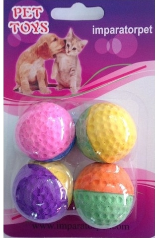 Lion İki Renkli Kedi Oyuncak Sünger Top 4'lü Lion İki Renkli Kedi Oyuncak Sünger Top 4'lü