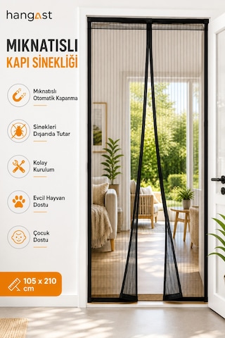 Mıknatıslı Kapı Sinekliği 105x210 Cm Otomatik Kapanan Cırtbantlı Mıknatıslı Kapı Sinekliği 105x210 Cm Otomatik Kapanan Cırtbantlı