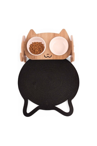 Gobypet Jüt Kulaklı Yuvarlak Kedi Köpek Mama Yatak Önü Paspası Hasır Kedi Matı 40 x 40 CM